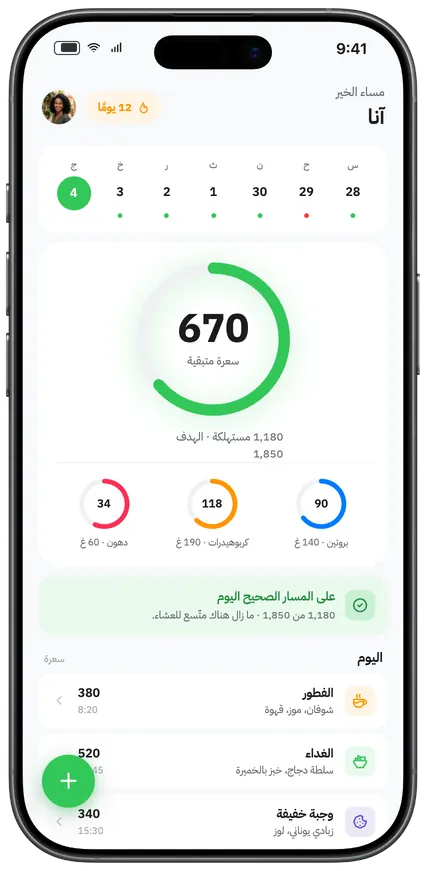 يومك بلمحة واحدة في TrackEat