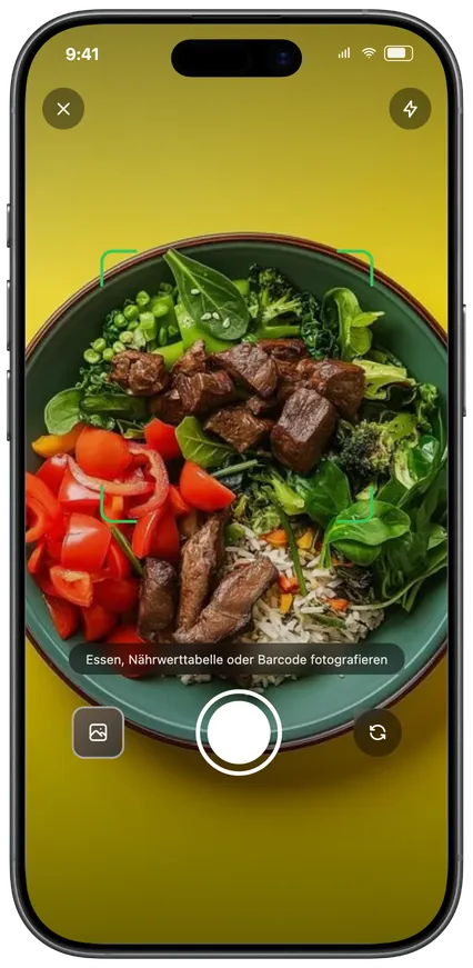 Fotoerkennung erfasst eine Mahlzeit
