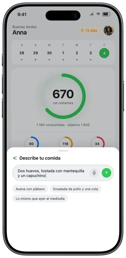 Describiendo una comida por voz o texto