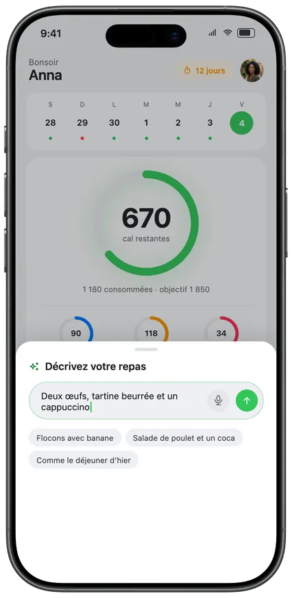 Décrire un repas à la voix ou au clavier