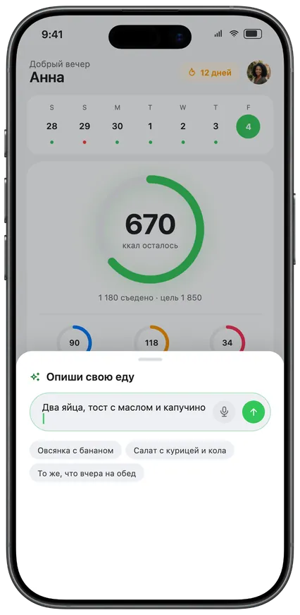 Описание еды голосом или текстом